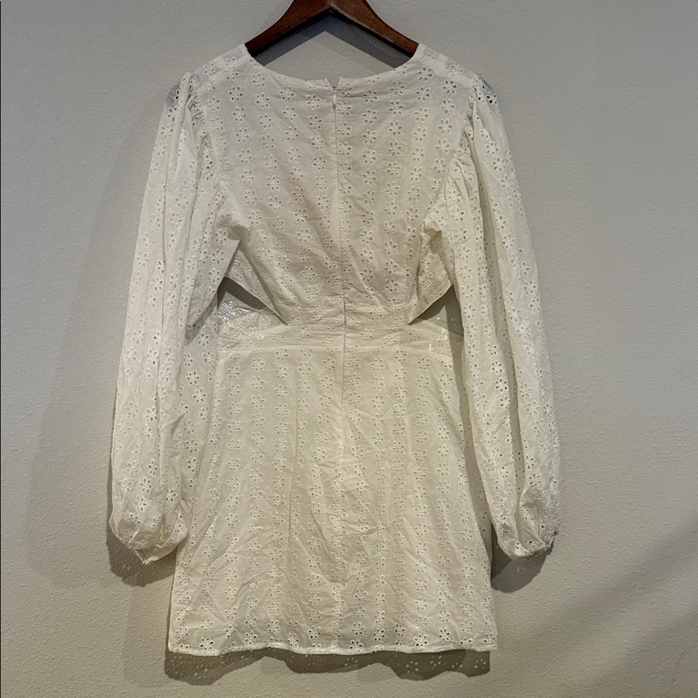 Showpo Chic Cream Long Sleeve Dress - Picture 6 of 8